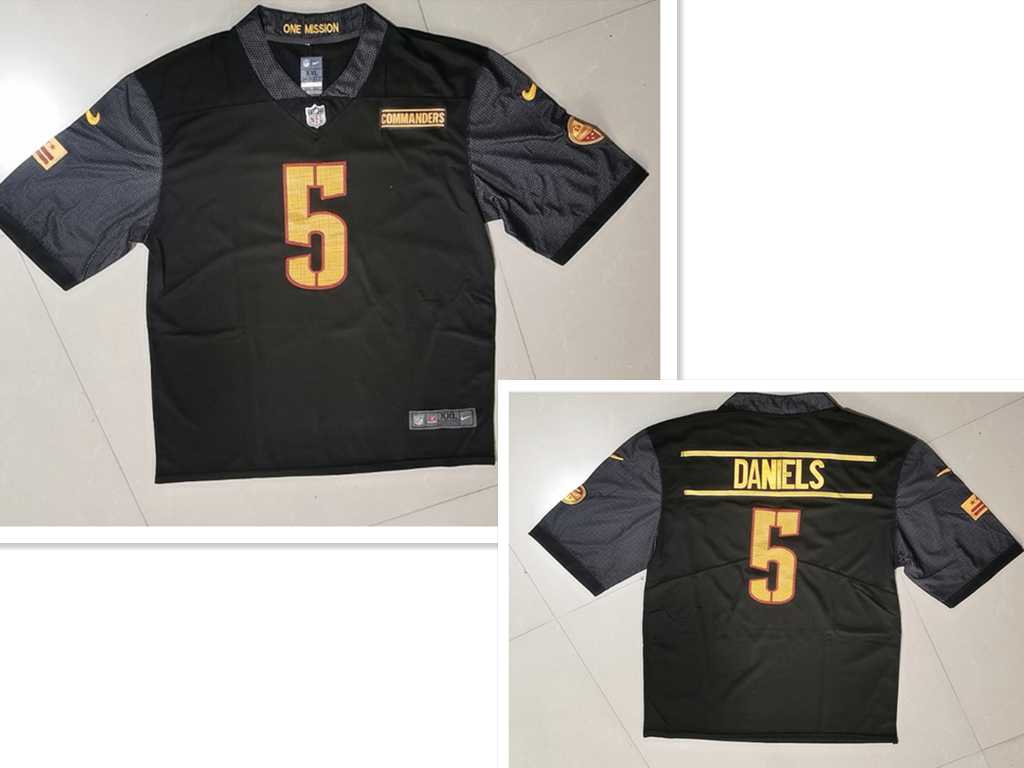 Mens Washington Commanders #5 Jayden Daniels Nike Black Alternate Vapor Untouchable Limited Jersey